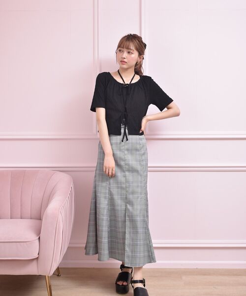 ems excite(エムズエキサイト)の「【セットアイテム】Wリボンカーデ゛SET(Tシャツ/カットソー・レディース・ブラック/オレンジ/ナチュラル・FREE)」の7枚目の写真