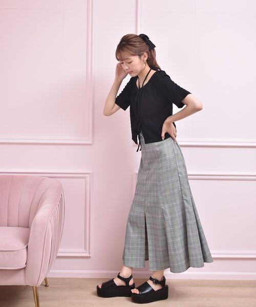 ems excite(エムズエキサイト)の「【セットアイテム】Wリボンカーデ゛SET(Tシャツ/カットソー・レディース・ブラック/オレンジ/ナチュラル・FREE)」の8枚目の写真