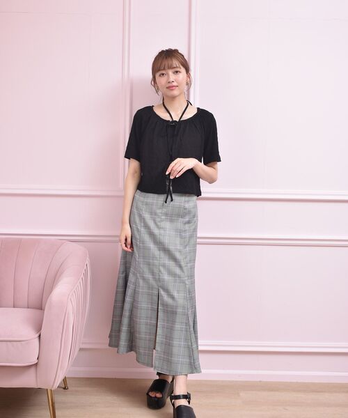ems excite(エムズエキサイト)の「【セットアイテム】Wリボンカーデ゛SET(Tシャツ/カットソー・レディース・ブラック/オレンジ/ナチュラル・FREE)」の9枚目の写真
