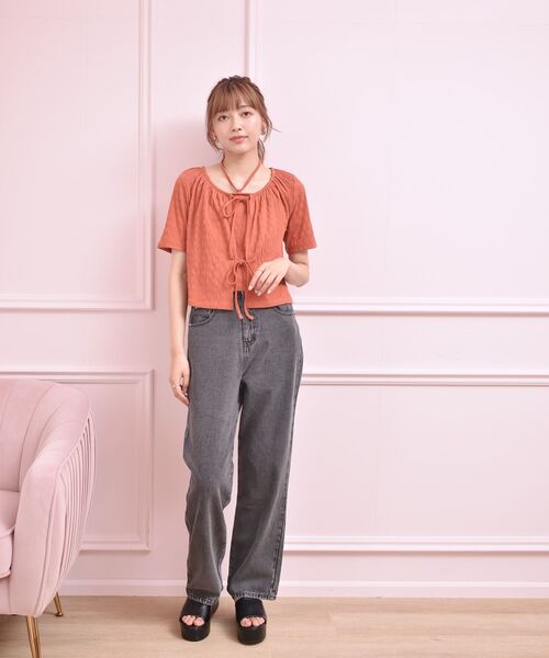 ems excite(エムズエキサイト)の「【セットアイテム】Wリボンカーデ゛SET(Tシャツ/カットソー・レディース・ブラック/オレンジ/ナチュラル・FREE)」の14枚目の写真