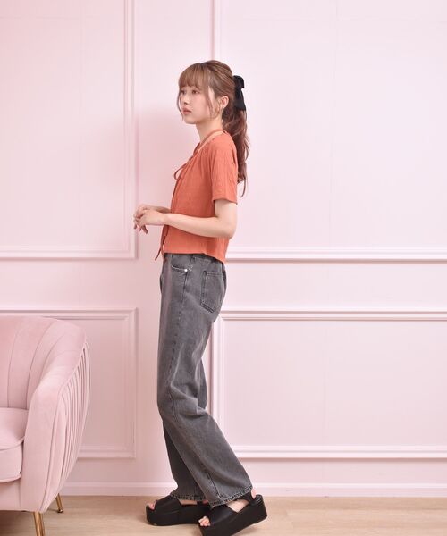 ems excite(エムズエキサイト)の「【セットアイテム】Wリボンカーデ゛SET(Tシャツ/カットソー・レディース・ブラック/オレンジ/ナチュラル・FREE)」の15枚目の写真