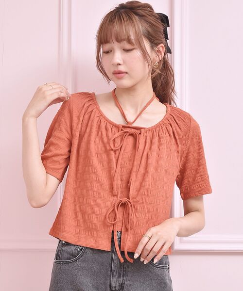 ems excite(エムズエキサイト)の「【セットアイテム】Wリボンカーデ゛SET(Tシャツ/カットソー・レディース・ブラック/オレンジ/ナチュラル・FREE)」の21枚目の写真