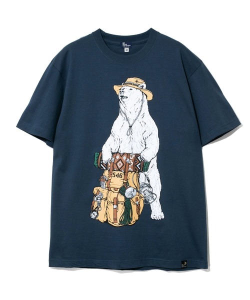 go slow caravan（ゴースローキャラバン）の「野営クマTEE（Tシャツ/カットソー・メンズ・オートミール/ブルー系その他・MEDIUM/LARGE/X-LARGE）」の2枚目の写真