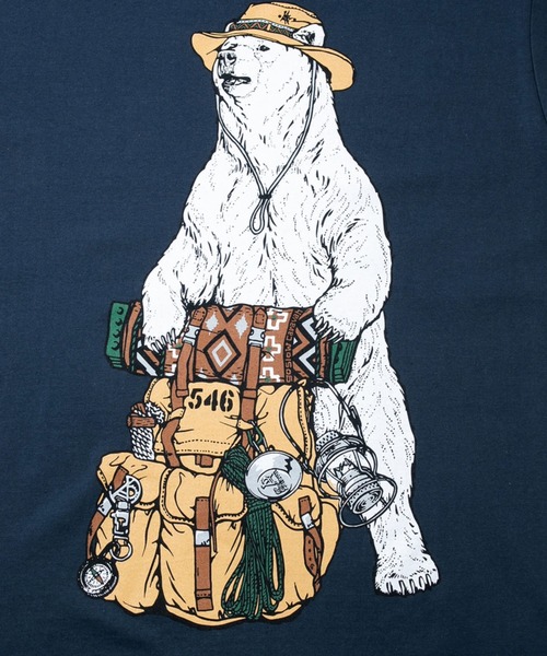go slow caravan（ゴースローキャラバン）の「野営クマTEE（Tシャツ/カットソー・メンズ・オートミール/ブルー系その他・MEDIUM/LARGE/X-LARGE）」の7枚目の写真