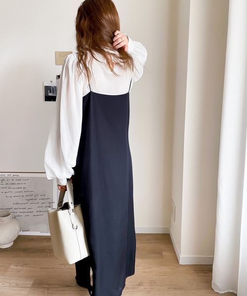 【milybilet】即、ドラマティック。バルーンスリーブハイネック楊柳シアー素材ブラウス