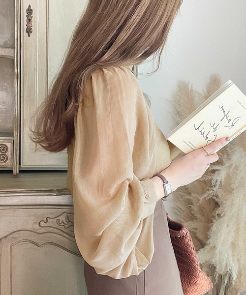 mily bilet（ミウィビレット）の「【mily bilet】即、ドラマティック。バルーンスリーブハイネック楊柳シアー素材ブラウス（シャツ/ブラウス・レディース・ブラック/ベージュ/アイボリー・SMALL/MEDIUM/LARGE/X-LARGE）」の22枚目の写真