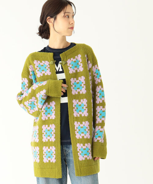 BEAMS BOY（ビームスボーイ）の「BEAMS BOY / ボーイ ジャカード カーディガン（カーディガン/ボレロ・レディース・ブラック/オリーブ・ONE SIZE）」の19枚目の写真