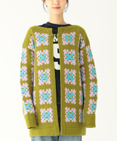 BEAMS BOY（ビームスボーイ）の「BEAMS BOY / ボーイ ジャカード カーディガン（カーディガン/ボレロ・レディース・ブラック/オリーブ・ONE SIZE）」の20枚目の写真