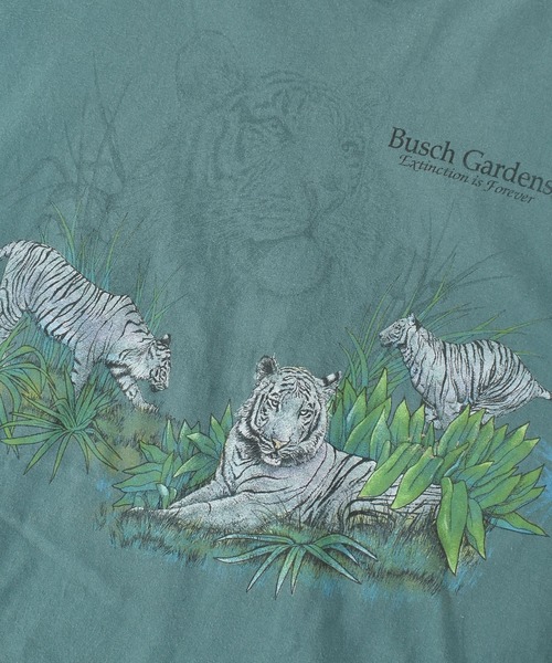 VINTAGE(ヴィンテージ)の「【ヴィンテージ古着】90s Basch Gardens ホワイトタイガー アニマルプリントTシャツ USA製(Tシャツ/カットソー・メンズ・グリーン・LARGE)」の7枚目の写真