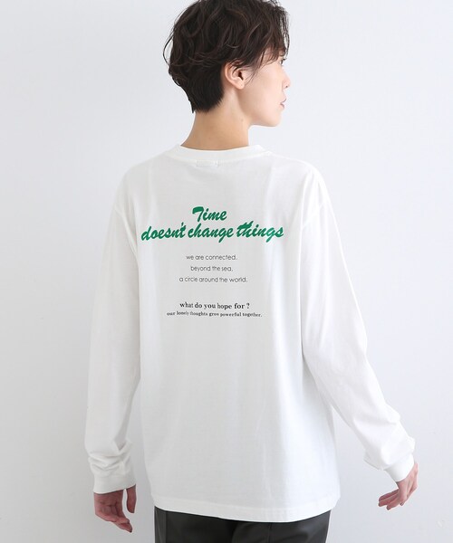 INDIVI（インディヴィ）の「【WORLD for the World】バックロゴ ロングTシャツ（Tシャツ/カットソー・レディース・ブラック/ホワイト・05/13/38）」の6枚目の写真