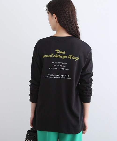 INDIVI（インディヴィ）の「【WORLD for the World】バックロゴ ロングTシャツ（Tシャツ/カットソー・レディース・ブラック/ホワイト・05/13/38）」の15枚目の写真