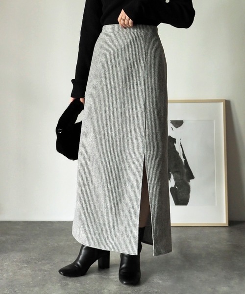 Riberry（リベリー）の「【セットアップ可】起毛ストライプスリット入りタイトスカート（スカート・レディース・ブラウン/グレー/チャコールグレー・MEDIUM）」の15枚目の写真