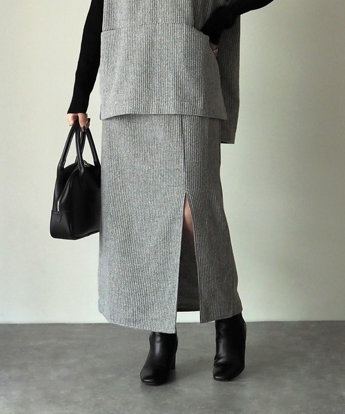 Riberry（リベリー）の「【セットアップ可】起毛ストライプスリット入りタイトスカート（スカート・レディース・ブラウン/グレー/チャコールグレー・MEDIUM）」の13枚目の写真