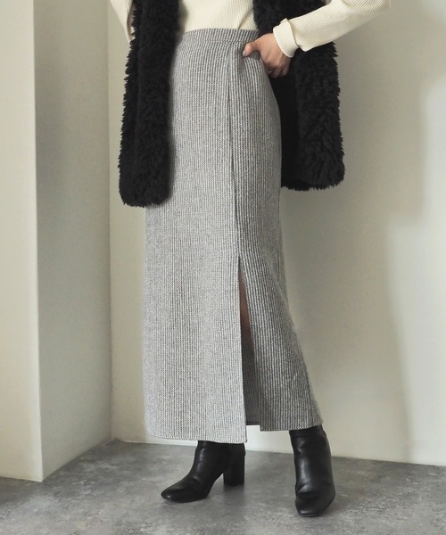 Riberry（リベリー）の「【セットアップ可】起毛ストライプスリット入りタイトスカート（スカート・レディース・ブラウン/グレー/チャコールグレー・MEDIUM）」の21枚目の写真