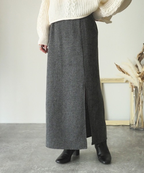 Riberry（リベリー）の「【セットアップ可】起毛ストライプスリット入りタイトスカート（スカート・レディース・ブラウン/グレー/チャコールグレー・MEDIUM）」の19枚目の写真