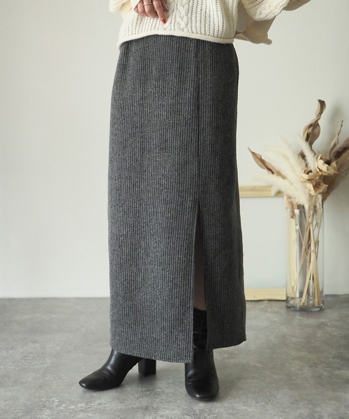 Riberry（リベリー）の「【セットアップ可】起毛ストライプスリット入りタイトスカート（スカート・レディース・ブラウン/グレー/チャコールグレー・MEDIUM）」の18枚目の写真