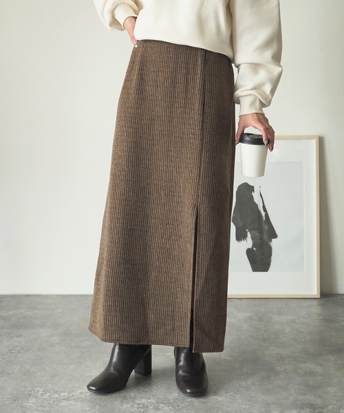 Riberry（リベリー）の「【セットアップ可】起毛ストライプスリット入りタイトスカート（スカート・レディース・ブラウン/グレー/チャコールグレー・MEDIUM）」の16枚目の写真