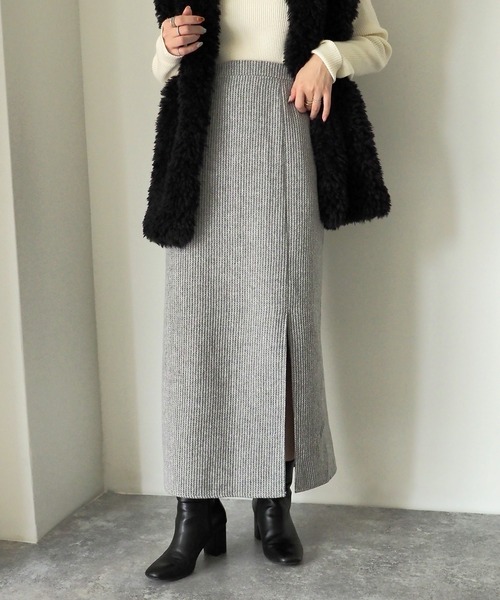 Riberry（リベリー）の「【セットアップ可】起毛ストライプスリット入りタイトスカート（スカート・レディース・ブラウン/グレー/チャコールグレー・MEDIUM）」の20枚目の写真