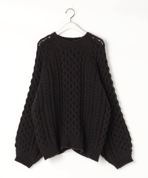179/WG(イチナナキュウダブルジー)の「ふわもこBIGケーブルニットプルオーバー(ニット/セーター・レディース・オフホワイト/ブラック/グリーン/ブルー・FREE)」の12枚目の写真