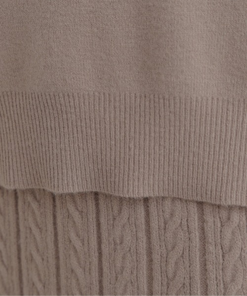 NATURAL BEAUTY BASIC（ナチュラルビューティーベーシック）の「ケーブルスカートニットセットアップ（ワンピース・レディース・ベージュ/ブラウン/ダークブルー・MEDIUM）」の9枚目の写真