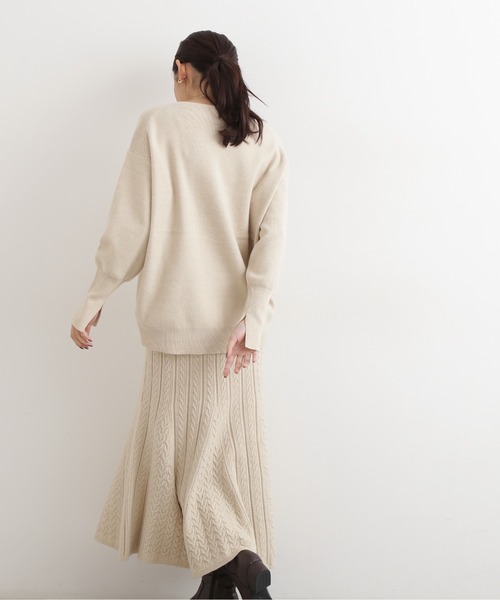 NATURAL BEAUTY BASIC（ナチュラルビューティーベーシック）の「ケーブルスカートニットセットアップ（ワンピース・レディース・ベージュ/ブラウン/ダークブルー・MEDIUM）」の14枚目の写真