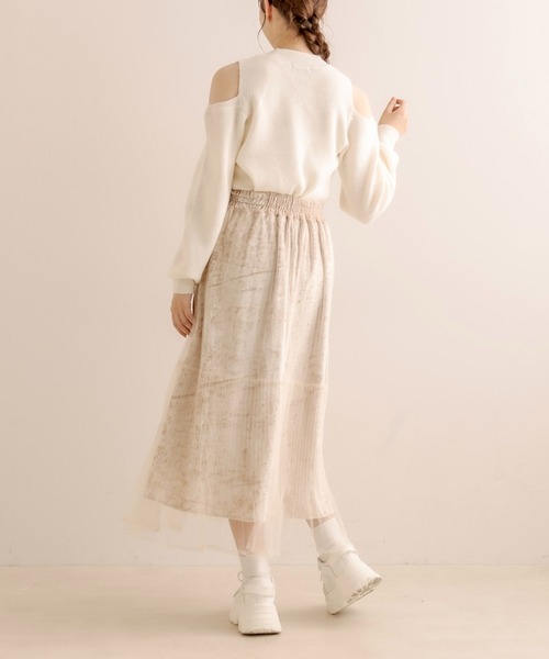 OLIVE des OLIVE（オリーブデオリーブ）の「チュール重ねプリーツスカート（スカート・レディース・アイボリー/ブラック/ライトグレー・FREE）」の6枚目の写真