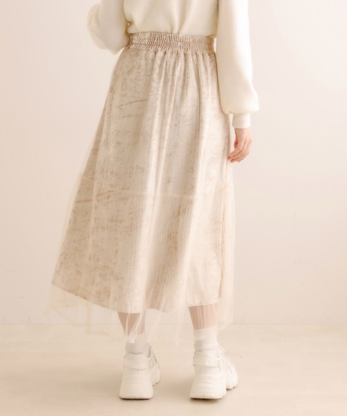 OLIVE des OLIVE（オリーブデオリーブ）の「チュール重ねプリーツスカート（スカート・レディース・アイボリー/ブラック/ライトグレー・FREE）」の8枚目の写真