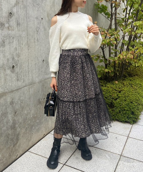 OLIVE des OLIVE（オリーブデオリーブ）の「チュール重ねプリーツスカート（スカート・レディース・アイボリー/ブラック/ライトグレー・FREE）」の9枚目の写真