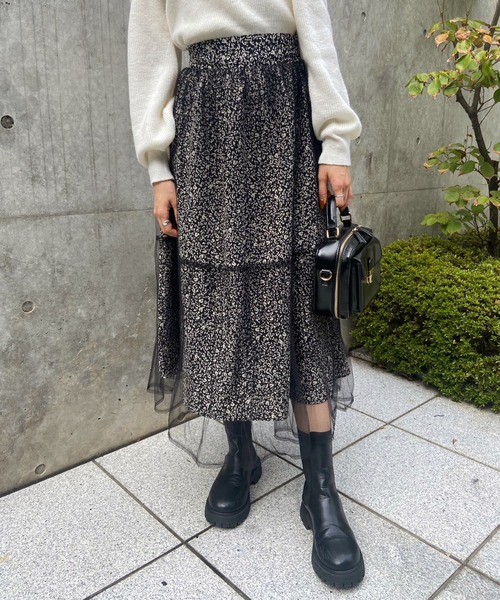 OLIVE des OLIVE（オリーブデオリーブ）の「チュール重ねプリーツスカート（スカート・レディース・アイボリー/ブラック/ライトグレー・FREE）」の12枚目の写真