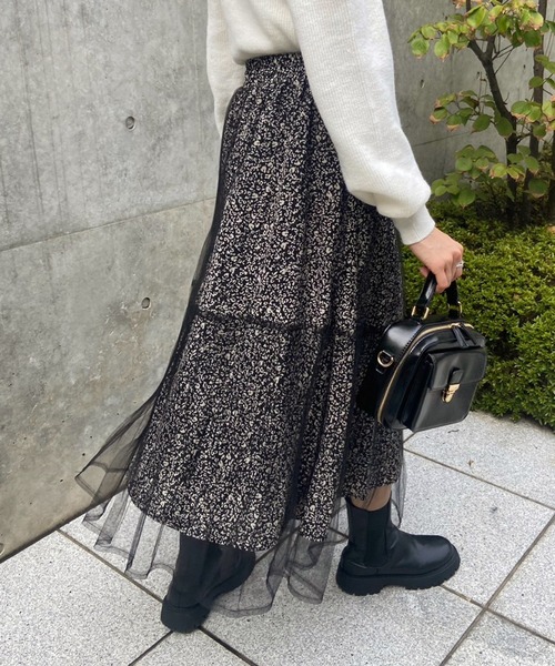 OLIVE des OLIVE（オリーブデオリーブ）の「チュール重ねプリーツスカート（スカート・レディース・アイボリー/ブラック/ライトグレー・FREE）」の13枚目の写真