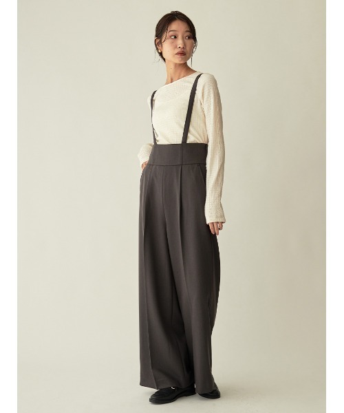 Stylevoice for xxx(スタイルヴォイスフォー)の「2WAYサスペンダー付きワイドパンツ(スラックス・レディース・チャコールグレー/グレイッシュベージュ・SMALL/MEDIUM)」の7枚目の写真