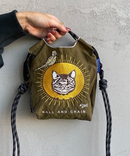 [BALL&CHAIN/ボールアンドチェーン] D.CAT 刺繍デザインナイロンバッグ スモールサイズ（ショルダーバッグ）｜Ball