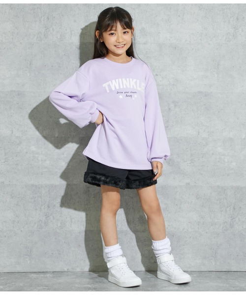 ANAP kids(アナップキッズ)の「ラメプリント裏毛チュニック(スウェット・キッズ・オフホワイト/サックスブルー/ラベンダー・120cm/130cm/110cm)」の5枚目の写真