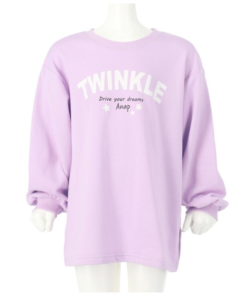 ANAP kids(アナップキッズ)の「ラメプリント裏毛チュニック(スウェット・キッズ・オフホワイト/サックスブルー/ラベンダー・120cm/130cm/110cm)」の7枚目の写真