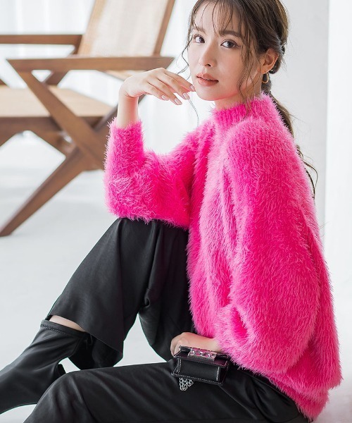 VICKY（ビッキー）の「モックネックシャギーニット《手洗い可能