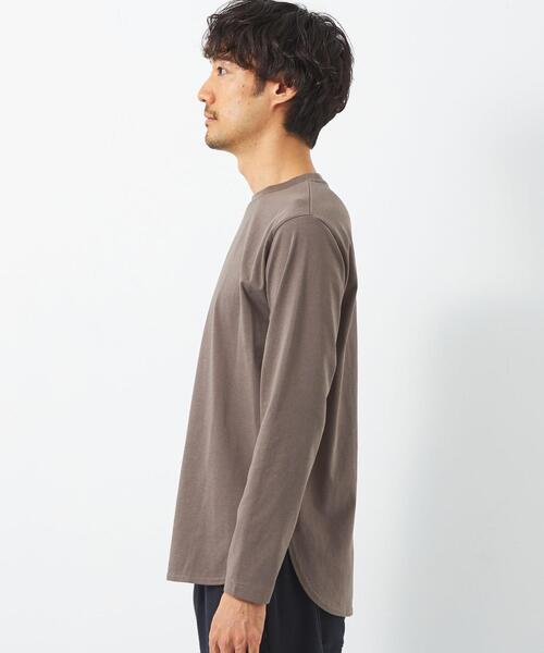 green label relaxing（グリーンレーベルリラクシング）の「ラウンドヘム クルーネック ロングスリーブ カットソー（Tシャツ/カットソー・メンズ・モカ/ホワイト/ライトグレー・M/L/S/XL）」の4枚目の写真
