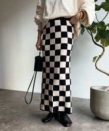 DouDou | 【WEB限定】ブロックチェックニットタイトスカート(スカート)