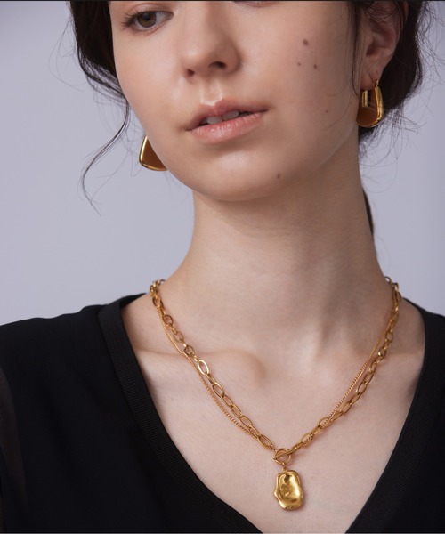 金属アレルギー対応「ieLS」ステンレス ダブルチェーンデザインネックレス（ネックレス）｜ieLS（イエルズ） 5,517円