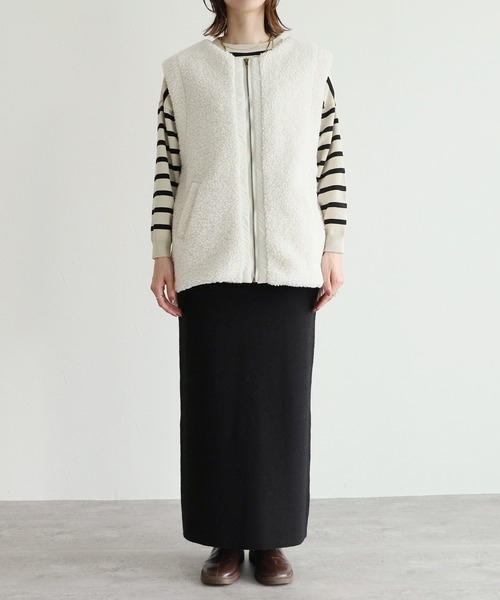 reca（レカ）の「ボアベスト付きキルティングジャケット（その他アウター・レディース・アイボリー/ベージュ/ブラック・M）」の7枚目の写真