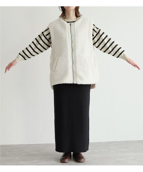 reca（レカ）の「ボアベスト付きキルティングジャケット（その他アウター・レディース・アイボリー/ベージュ/ブラック・M）」の10枚目の写真