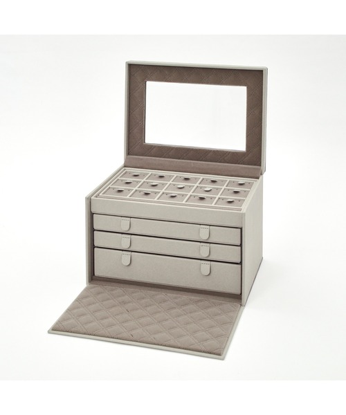 【美品】レイジースーザン　ジュエリーボックス　引出し三段 レイジースーザン グレー 3段式 アクセサリーケース ジュエリー