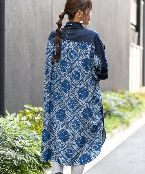 ジュンヤワタナベ 05AW ドッキングデザインラウンドカラーシャツワンピース ジュンヤワタナベ 05AW ドッキングデザインラウンドカラーシャツ