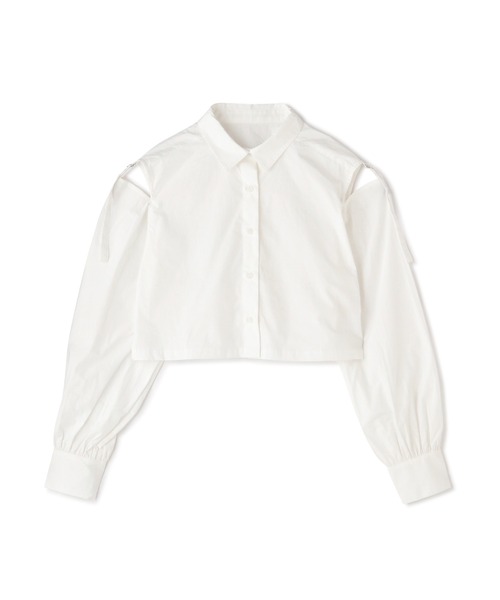 FREE'S MART(フリーズマート)の「◆肩スリットボリュームスリーブショート丈シャツ(シャツ/ブラウス・レディース・ネイビー/ブルー/ホワイト・FREE)」の2枚目の写真