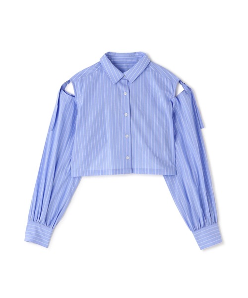 FREE'S MART(フリーズマート)の「◆肩スリットボリュームスリーブショート丈シャツ(シャツ/ブラウス・レディース・ネイビー/ブルー/ホワイト・FREE)」の3枚目の写真