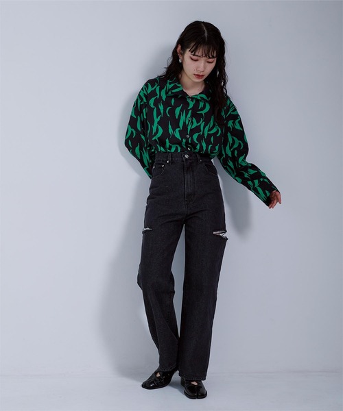 miette（ミエット）の「プリントハイネックシャツ（シャツ/ブラウス・レディース・オフホワイト/ブラック/グリーン系その他/ピンク・FREE）」の17枚目の写真