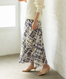 チェックプリントギャザースカート