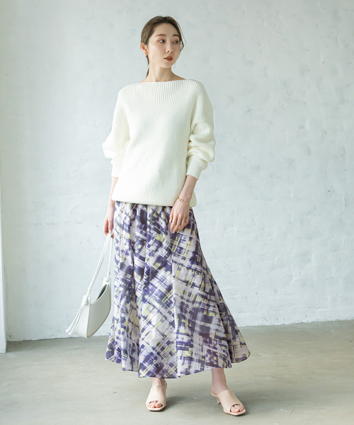 Noble(ノーブル)の「チェックプリントギャザースカート(スカート・レディース・ネイビー/ブラック・FREE)」の14枚目の写真