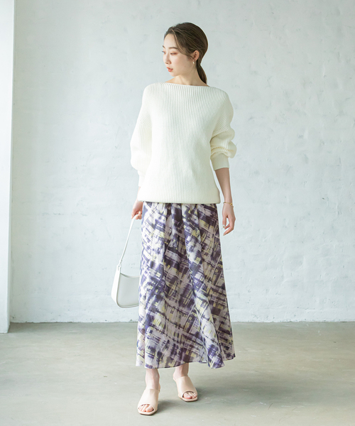 Noble(ノーブル)の「チェックプリントギャザースカート(スカート・レディース・ネイビー/ブラック・FREE)」の6枚目の写真
