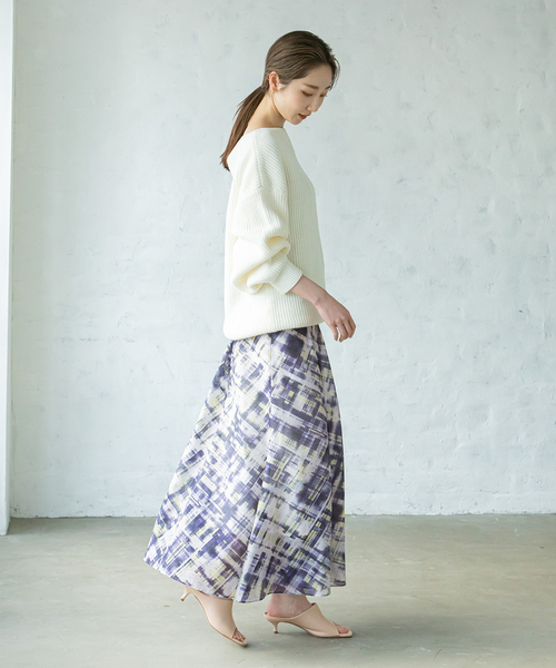 Noble(ノーブル)の「チェックプリントギャザースカート(スカート・レディース・ネイビー/ブラック・FREE)」の7枚目の写真