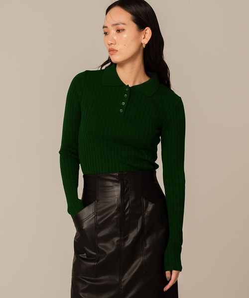 MATURED（マチュアード）の「【MATURED/マチュアード】ポロネックリブニット（ニット/セーター・レディース・グリーン/キャメル・FREE）」の2枚目の写真